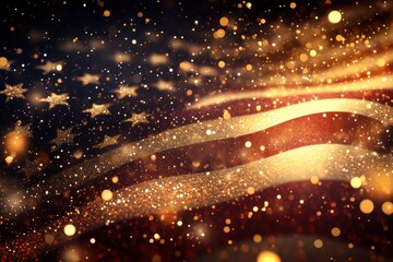 Canvas Print - An abstract sparkling design of patriotic red and blue stars