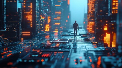 Poster - Futuristic Circuit Board Background with Electric Elements