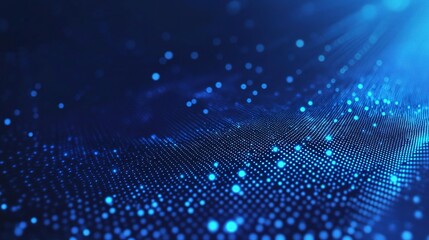 Poster - Blue Digital Pixels on a Patterned Background with Dots and Light