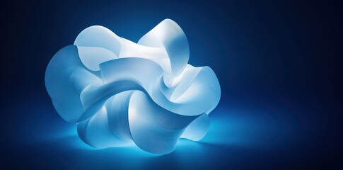 Poster - An abstract illuminated sculpture glowing against a gradient blue background