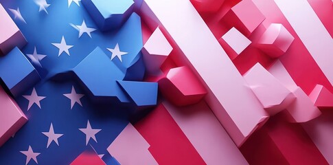 Poster - Abstract artistic representation of patriotic colors and geometrical shapes