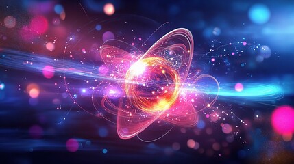 Poster - Vibrant Abstract Science and Technology Design with Floating Elements