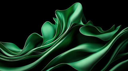 Poster -   A close-up of a black background with two green waves, one on each side