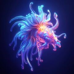Poster - A glowing fractal floral art piece against a dark background