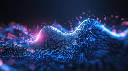 Poster - Abstract Quantum Computing Concept with Glowing Blue Circuit Patterns