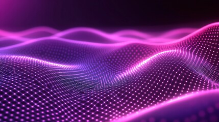 Poster - Digital Background with Connecting Grid Elements in Purple Lights