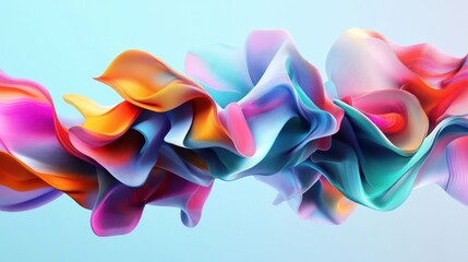Poster - Abstract Colorful Fluid Forms Floating Against a Light Blue Background