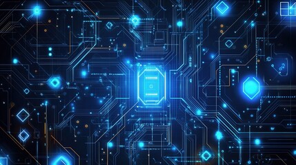 Poster - Abstract Modern Vector Circuit Board Design with Futuristic Elements