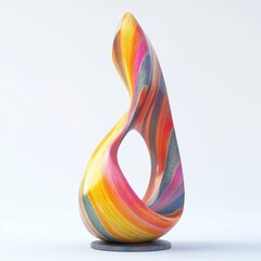 Aufkleber - Colorful abstract sculpture with a swirling organic shape on display