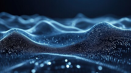 Poster - Futuristic Technology Grid Connecting Dots in Cyber Landscape Scene