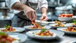 © EpochXstudio - Close up of chef preparing a gourmet dish motion blur and open copy space