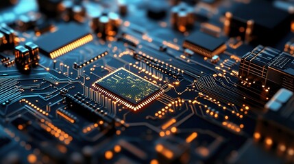 Poster - Intricate Close-Up of Abstract Circuit Board with Detailed Components