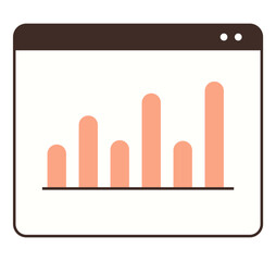 Poster - Web interface displaying a bar chart with rising columns on a clean background. Ideal for analytics, statistics, report, performance tracking, data insights, finance, and business. Flat color icon
