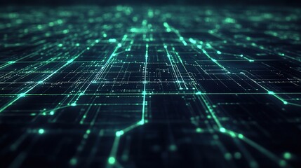 Poster - Futuristic Dark Navy Grids and Lines with Glo and High Definition Detail