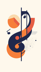Poster - Abstract Musical Note Vector Design in Minimalist Flat Art Style
