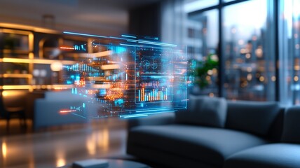 Poster - Futuristic smart home showcases advanced AI technology with holo