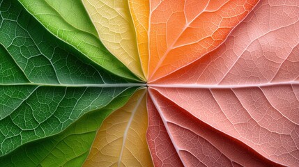 Poster - A leaf with a rainbow of colors is shown