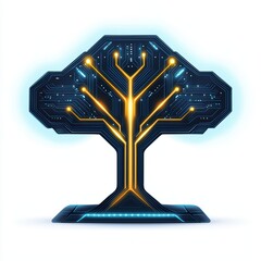 Poster - Futuristic Cyberpunk Tree Design Merging Technology and Nature in a Unique Concept Artwork