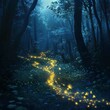 © ek - Enchanted Forest Pathway Illuminated by Glowing Fireflies at Night