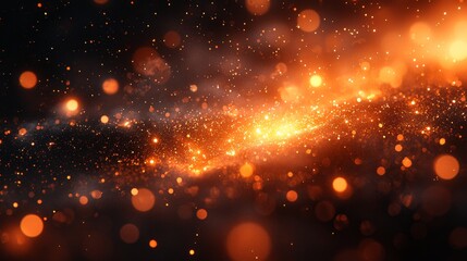 Wall Mural - a black background with orange and yellow bokeh lights