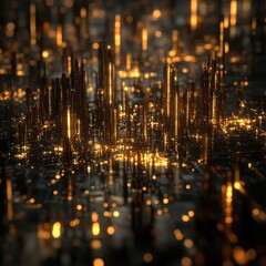 Poster - Illuminated abstract digital representation of a futuristic city landscape