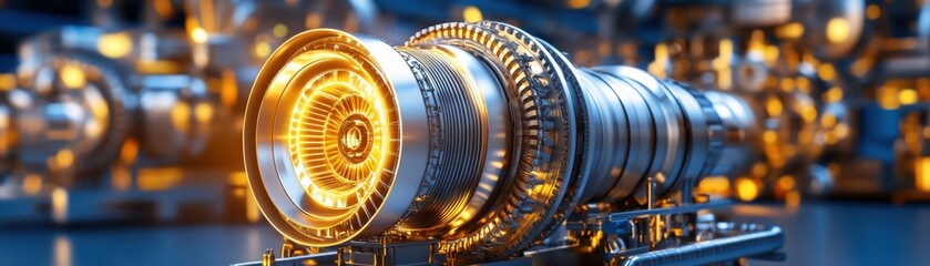 Poster - A large, glowing engine is surrounded by other machinery