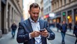 © Tatiana - Frustrated businessman checking his phone on a busy urban street