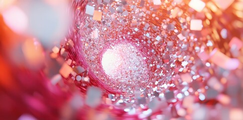 Poster - Abstract swirling tunnel of light and glittering particles exists visually