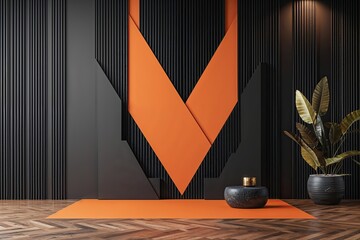 Poster - Luxe Orange and Matte Black Geometric Backdrop Design