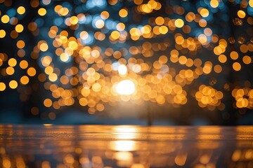 Poster - Luxurious Gold Background with Abstract Bokeh Blur Light for Holiday Decoration
