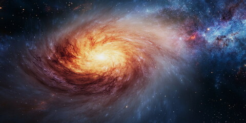 Wall Mural - deep space landscape. a spiral galaxy with a bright center and a cosmic nebula