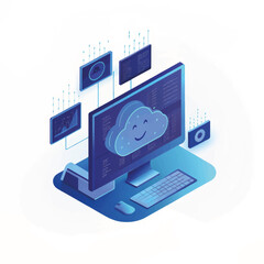 Poster - Cloud Computing System with Happy Face Illustration  