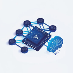 Poster - Abstract AI Network Design with Circuitry and Brain Concept  
