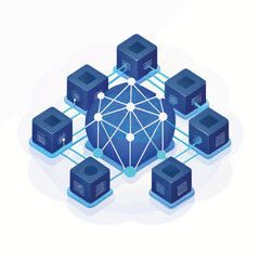 Poster - Data network illustration with connectivity and cloud background  
