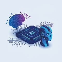 Poster - Artificial Intelligence Concept with Brain and Robot Head Design  