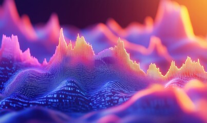 Poster - Colorful abstract sound wave visualization with peaks and valleys in 3D space