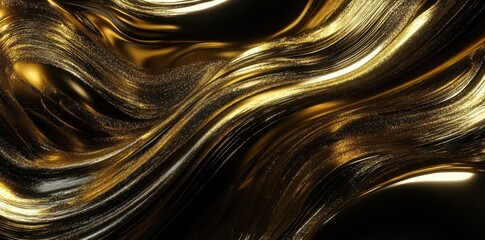 Poster - Elegant flowing liquid gold with artistic highlights and detailed textures
