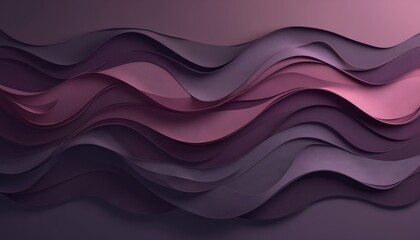 Poster - Dark violet paper waves abstract design. Background template, texture. Tech wallpaper, digital drawing, gradient geometric shapes. Modern art material. Futuristic bend lines, minimal curve. Ambient