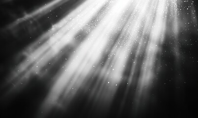 Poster - Underwater light rays illuminating particles in black and white
