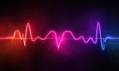 Poster - Colorful abstract sound wave illustration with vibrant neon lights and smooth curves