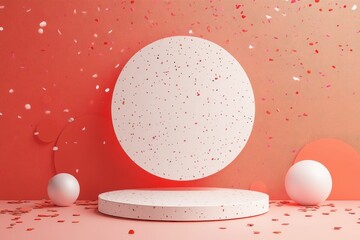 Poster - A minimalist scene with circles and festive confetti decorations