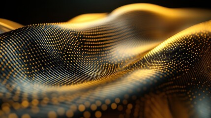 Poster - Wavy dark surface with golden dots and textured visual effect