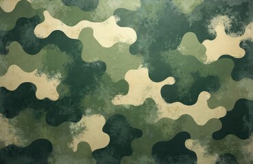 Poster - Painted green camo pattern background. Olive, khaki, dark green colors. Modern style, trendy military print, wood texture. Abstract wallpaper, graphic design, distressed rustic style, army camouflage.