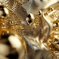 Poster - Close up view of shiny textured golden surface material