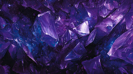Wall Mural - Cosmic fragmentation with shattered stars and galaxies in a swirling vortex of purple blue hues, set against a backdrop of deep space #brokenuniverse , fragments, purple. Cosmic Shatter. Illustration