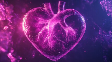 Poster - A glowing human heart rendered in digital art illustration