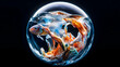 © pinkan - Macro Photograph of a Colorful Goldfish Swimming Inside a Bursting Bubble Underwater