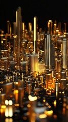 Poster - An abstract architectural cityscape with gold and black tones