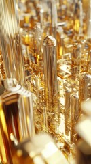 Poster - An abstract golden cityscape with shiny buildings and structures