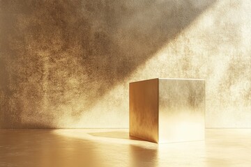 Poster - Golden cube displayed with a background and dramatic lighting